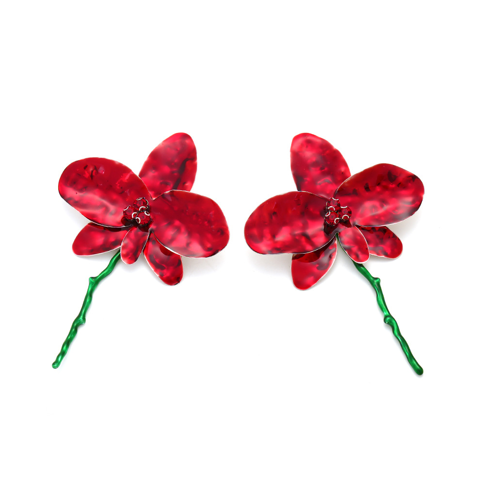 Steel needle Ear Needle Material 1 Pair Sweet Shiny Flower Enamel Inlay Iron Rhinestones Ear Studs