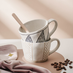 Small blue flower simple Nordic ceramic ins style hand-painted mug creative personalized water cup stoneware coffee cup