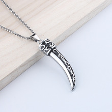 欧美复古狼牙男士项链嘻哈个性吊坠毛衣链配饰不锈钢饰品现货批发