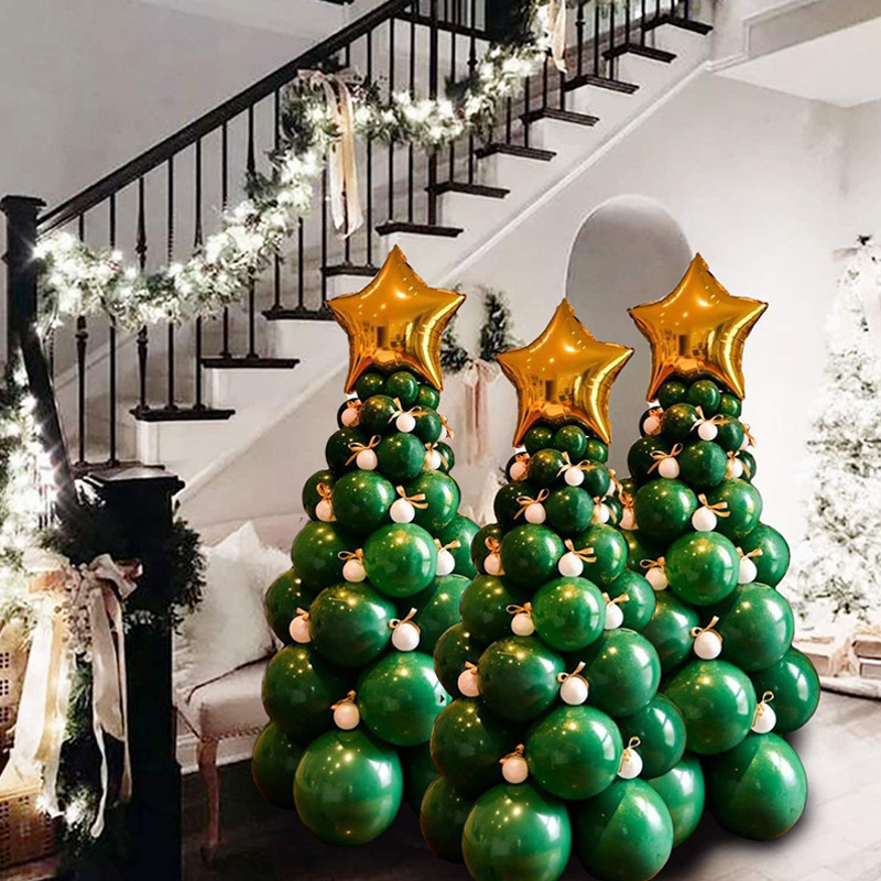 Venta caliente transfronteriza Paquete de globos de látex verde oscuro de Navidad Serie de bosque Venta directa de fábrica de árboles de Navidad Globo_voghion.com
