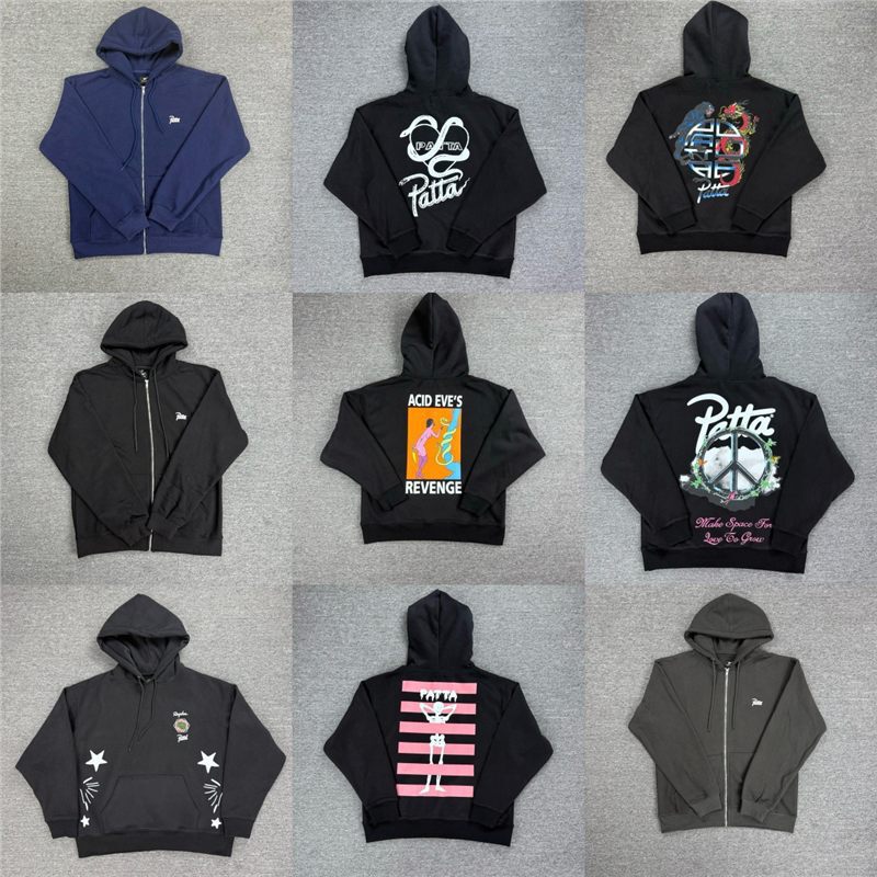 New Real-Shot In-Stock Patta American Foreign Trade Trendy Brand Pattern Printed Hooded Sweatshirt Top High Street Casual Trendy