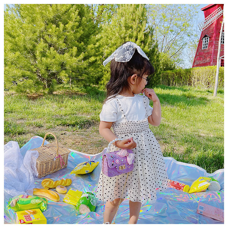 Girl'S Cloth Flower Bow Knot Cute Sequins Pearls Square Lock Clasp Crossbody Bag display picture 37