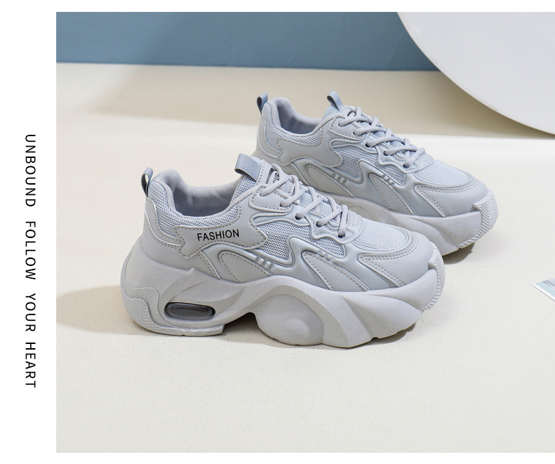 Ins coréen Net coupe basse papa chaussures femmes 2024 automne nouveau respirant étudiant sport hauteur augmenter loisirs YB2808_voghion.com