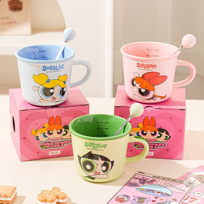 Genuine Powerpuff Girls mug ceramic cup high-value office home milk cup birthday gift