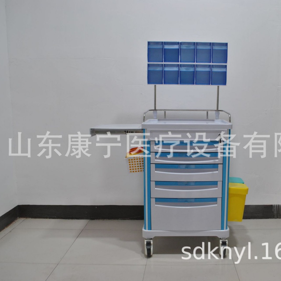 ABS手术麻醉车医用急救车五抽屉送药车静音轮护理车厂家批发