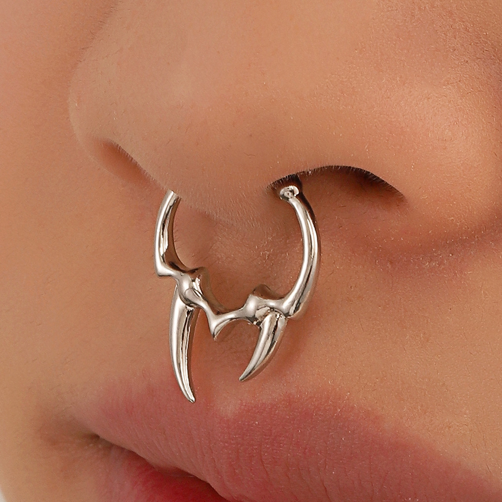 Fashion Gothic Irregular Horn Nasal Splint Non-perforated Nose Ring display picture 3