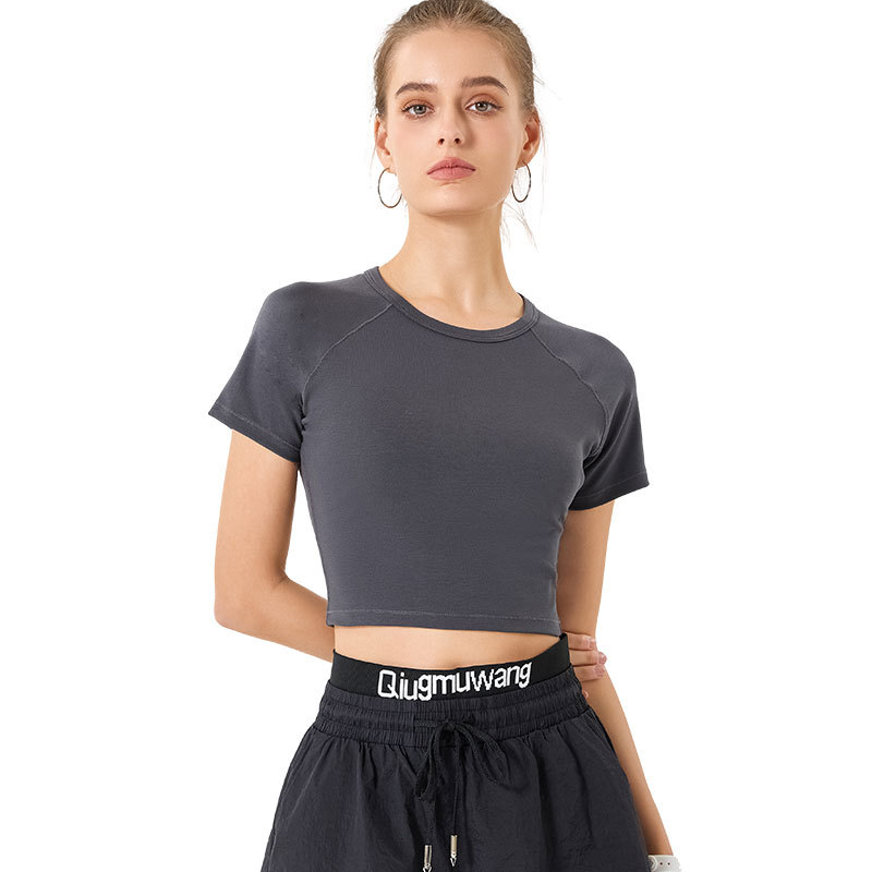 2025 nuevo algodón de ácido hialurónico corto de manga corta de cuello redondo de alta elasticidad de la piel deportiva secado rápido chaqueta