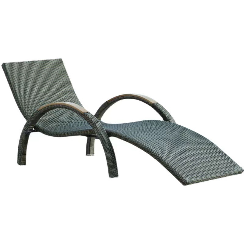 Tumbona de Ratán para Piscina Exterior, Cama de Playa, Cama de Hotel, Cama de Spa de Aguas Termales, Plegable