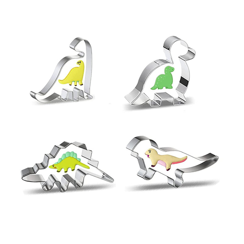 厂家现货批发不锈钢饼干模恐龙形状4件套装恐龙动物模具烘焙工具|ru