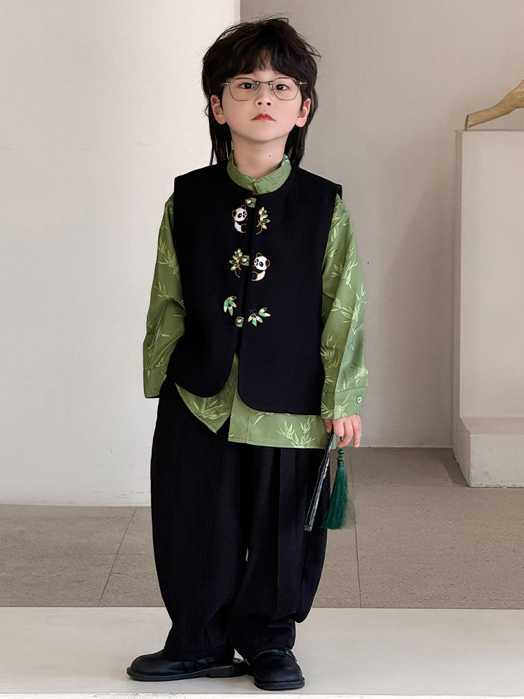 Весенний жилет для мальчиков, детский комплект, костюм без рукавов, тренд сезона, китайский стиль