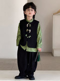 Весенний жилет для мальчиков, детский комплект, костюм без рукавов, тренд сезона, китайский стиль
