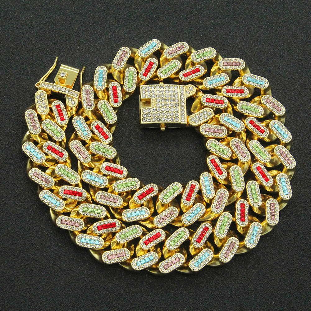 European and American hip-hop menu0027s full diamond Cuban chain necklace wholesale