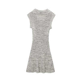 跨境欧美风速卖通外贸女装ZR现货新款叠度黄蝴蝶结饰短连衣裙