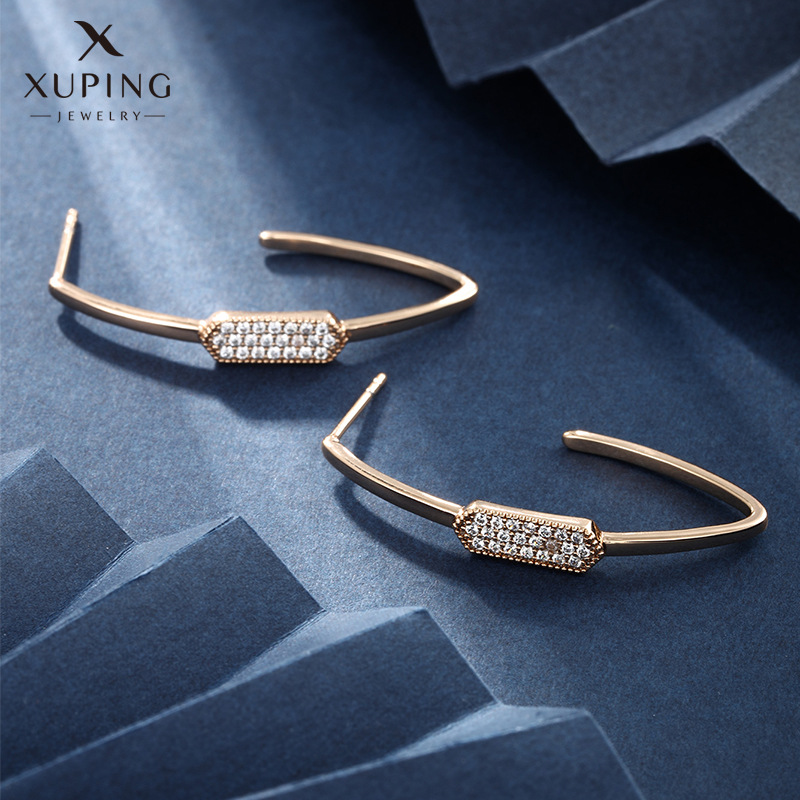 Joyería de Xuping simple en forma de V pendientes elegantes de moda femenina pendientes de diseño de nicho transfronterizo europeo y americano al por mayor