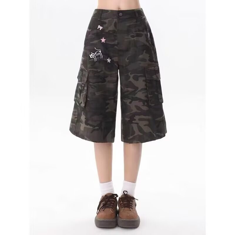 2026 Summer American Retro Camouflage Three-Quarter Work Jeans New Summer Style Loose Fit Multi-Pocket Mid-Length Pants 2026 Summer American Retro Camouflage Three-Quarter Work Jeans New Summer Style Loose Fit Multi-Pocket Mid-Length Pants