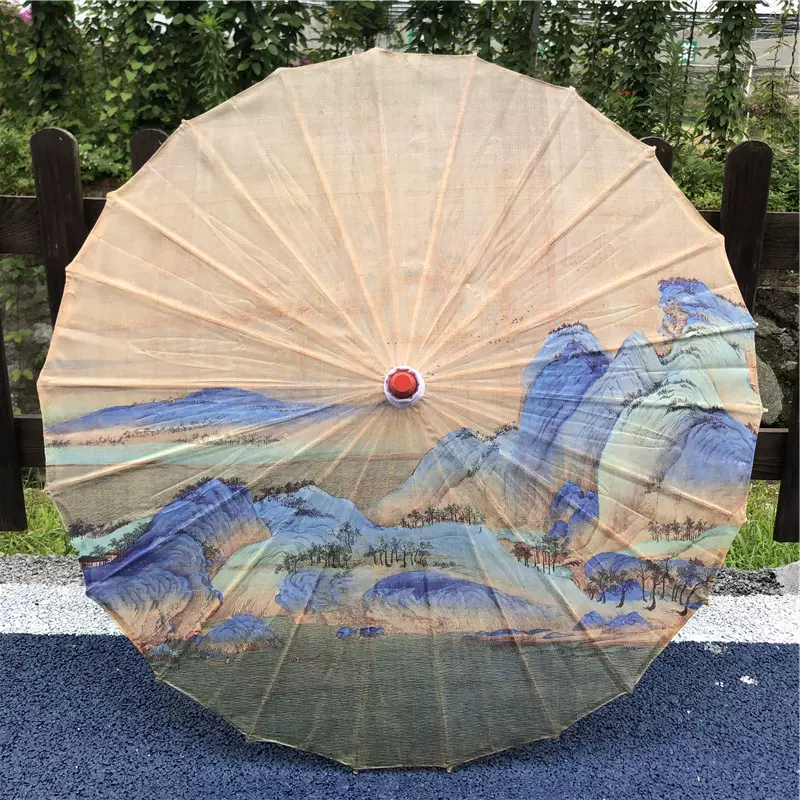 千里江山图油纸伞古风汉服拍照道具伞绸布古典风古装伞工艺伞批发