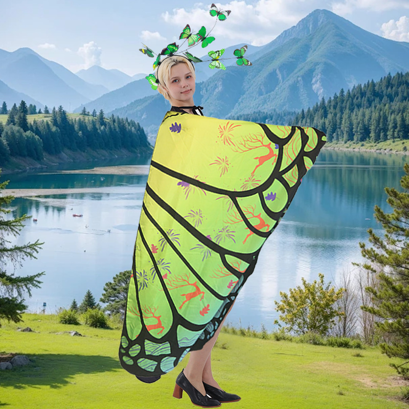 Halloween accesorios mariposa capa de baile espectáculo de baile aumentado mantel cos fiesta de punto capa exterior sobre hombros