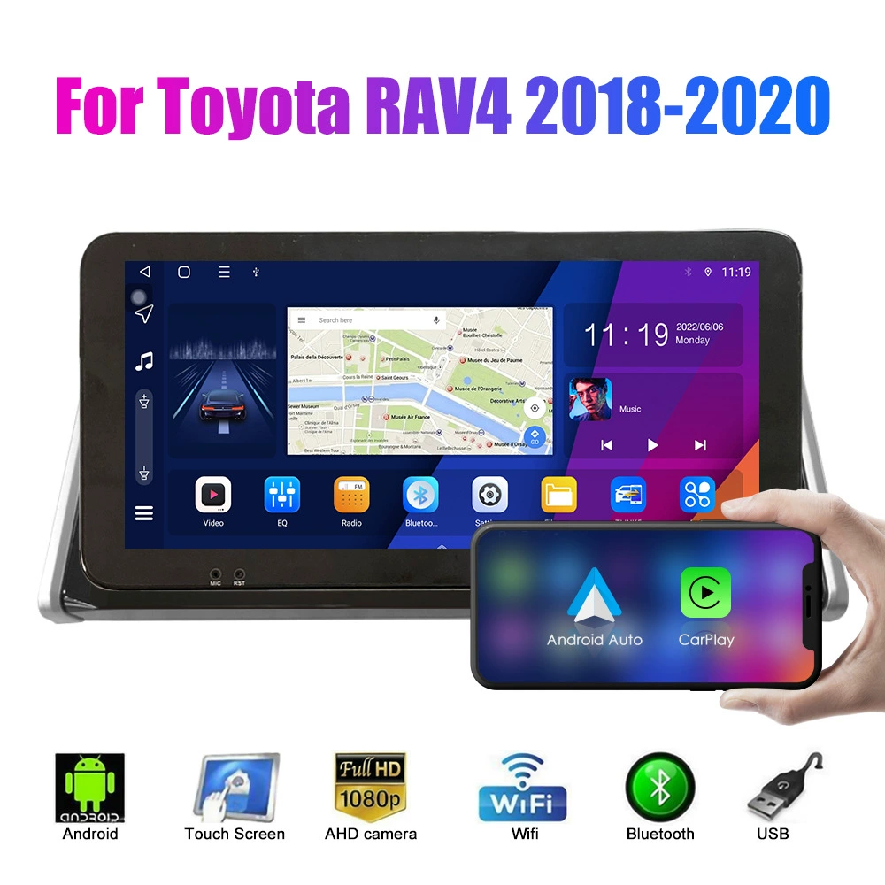 Подходит для автомобильного навигатора Toyota RAV4 2018-2020 с Android, GPS-подсветка заднего изображения, всестороннее устройство