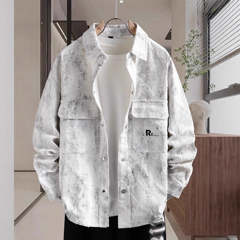 Denim Jacket Boys Spring and Autum New Youth Shirt Jacket Middle School Student Men's Trendy Casual Top