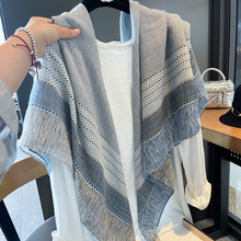 棉麻围巾女夏季新款防晒130大方巾出游拍照丝巾空调房外搭披肩女