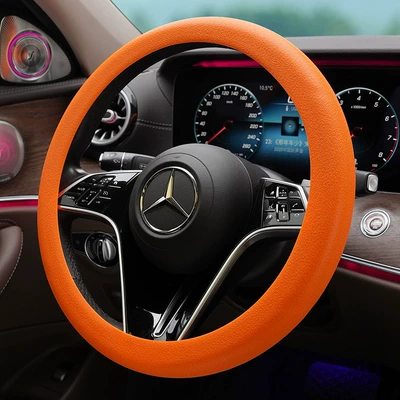 Thickened Steering Wheel Cover Silicone: Steering wheel cover - thickened-130g-pure-silicone-roundd-shaped-universal-orange-36cm-42cm