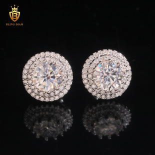 INS new hot selling S925 silver set 6.5mm moissanite 11mm wide earrings earrings wholesale supply simple earrings