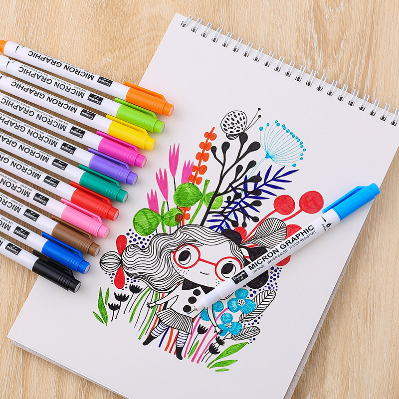 Guangna 8060 Fluorescent Colorful Fineliner Pen 0.5mm Art Drawing Manga Hand-Drawn Outlining and Marking Pen