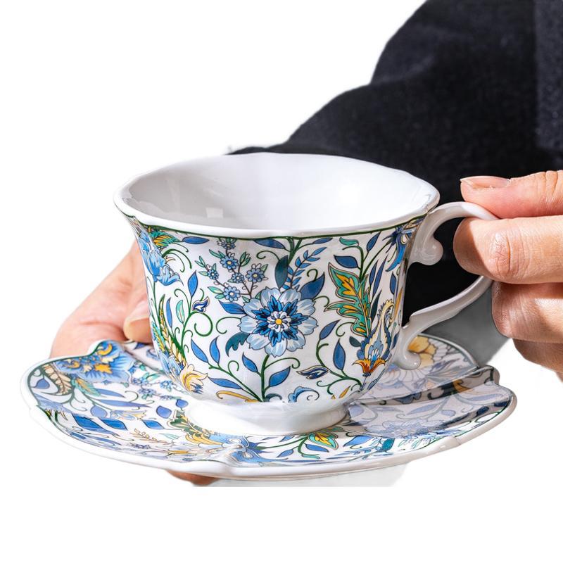 Taza de cerámica original retro taza de café taza de café de la tarde taza de té plato conjunto de taza de marca regalo de lujo ligero