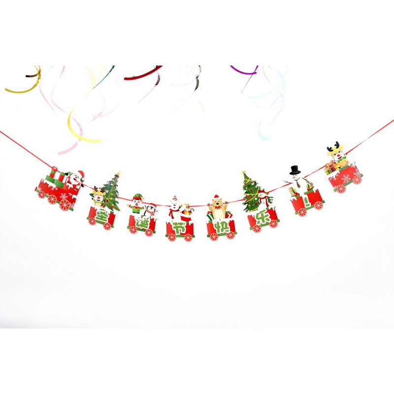 Banderas navideñas transfronterizas en stock, 24 tipos de banderas de dibujos animados, decoraciones navideñas al por mayor de fabricantes, admiten pedidos de lotes mixtos.