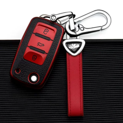 Car Key Case — Car key bag - volkswagen-a-folding-3-key-vitality-red-single-shell-triangle-belt-rope-double-buckle
