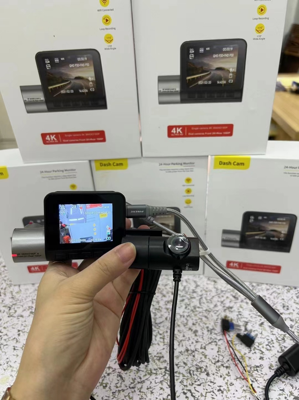 V50 cross-border 4K front and rear dual recording HD night vision driving recorder Car dashcam dvr