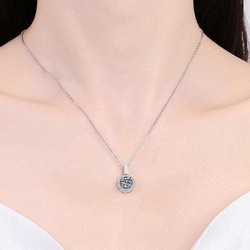 풀 다이아몬드 라운드 펜던트 화이트 다이아몬드(체인 제외)