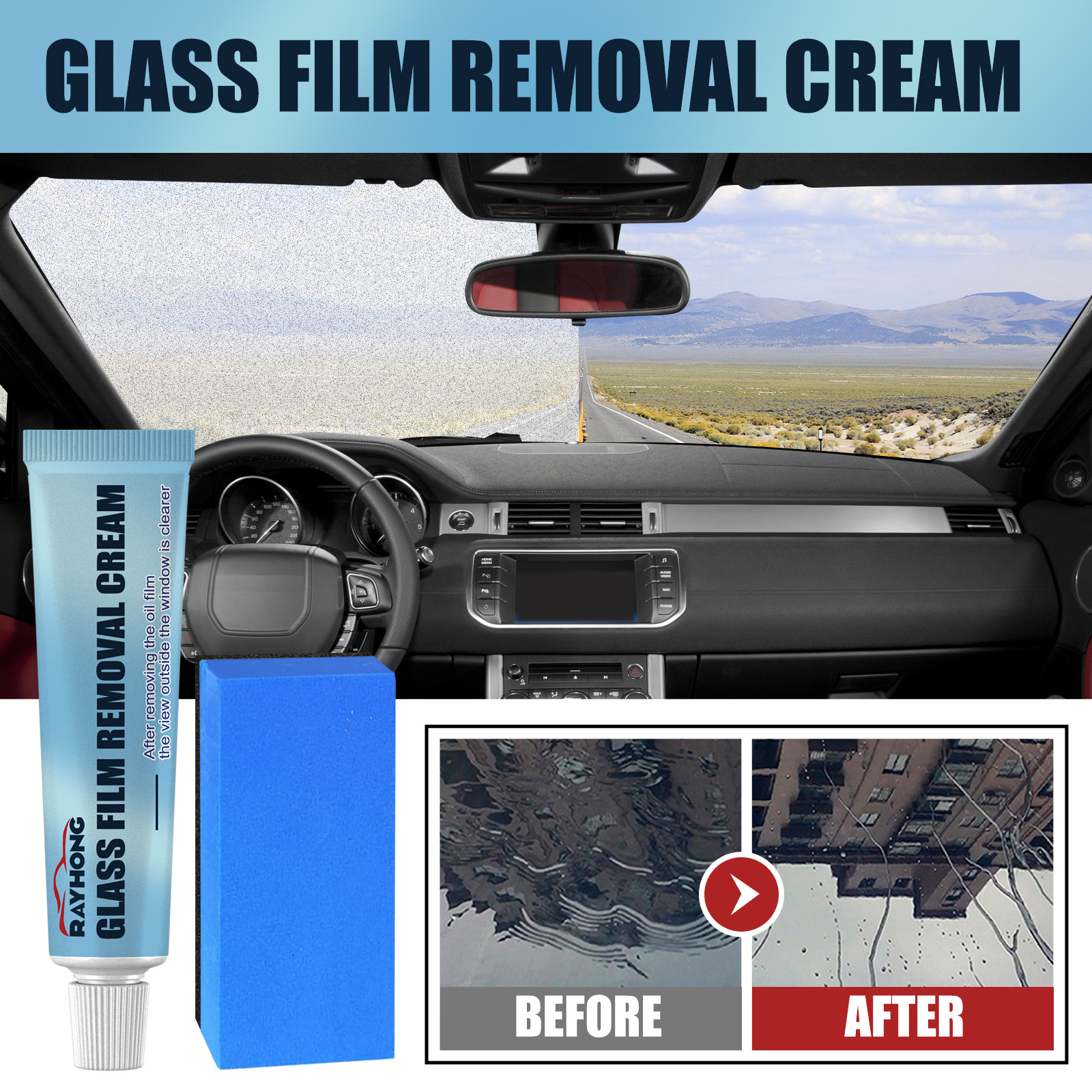 Rayhong Car Glass Oil Film Remover Windshield Glass Stain Oil Film Cleaner Car Paint Repair 