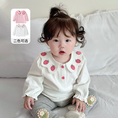 2025 ベビー韓国ボトリングシャツ秋人形襟シャツ長袖春と秋のインナーウェア女の子トップス 3802