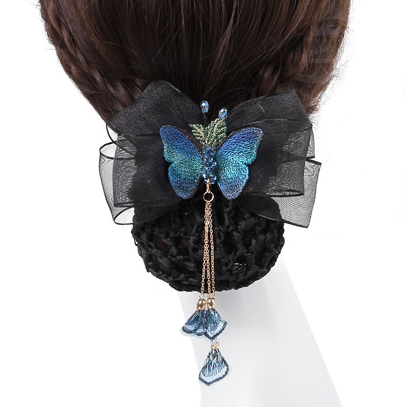Professional Women's Hair Net, Hair Clip, Air Hostess Work Uniform, Office Net, Butterfly Bow, Bank Hair Net, Hair Accessory