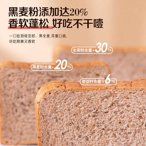 Chia Seed Whole Wheat Toast Breakfast Snack Sugar-Free Pastry Filling Food Sliced Bread Fitness Low Fat Rest