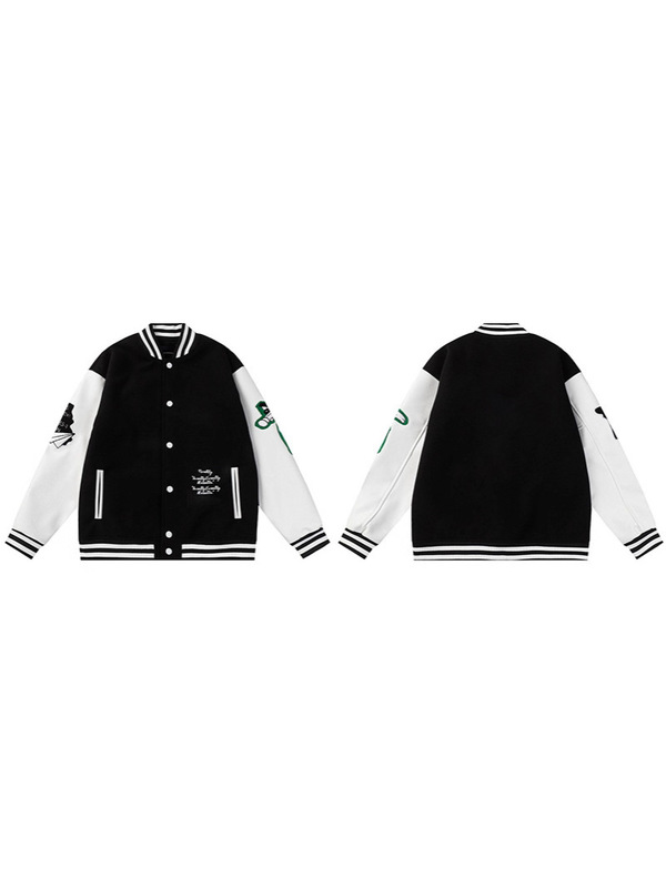 外贸跨境驴家毛巾刺绣logo满印提花棉服工装夹克外套棒球服男女款|undefined