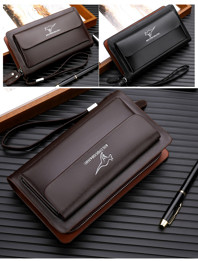 Herrväska clutch med dubbla dragkedjor och plånbok_voghion.com