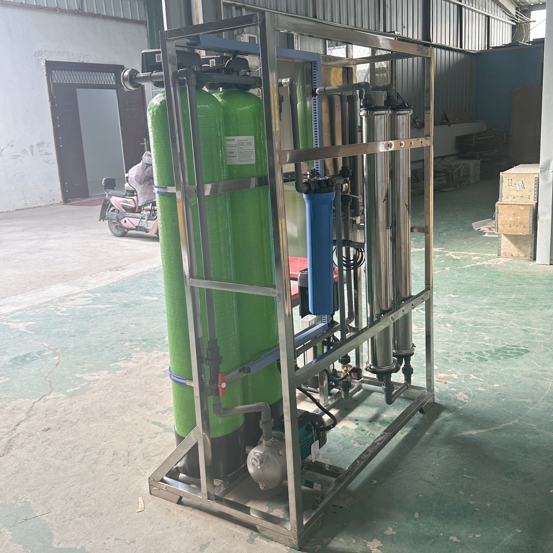 Equipo de ósmosis inversa industrial de 0.5 toneladas, purificador de agua comercial automático de ósmosis inversa, equipo industrial de agua pura.