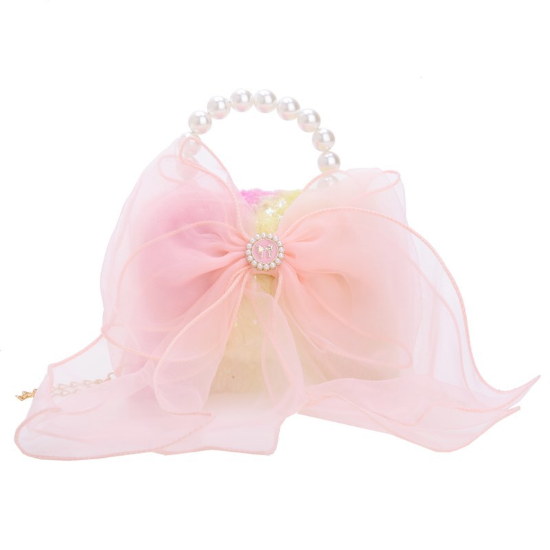 Bolsos de hombro de chicas de arco encantador, dulces bolsos de perlas de princesa, nuevos bolsos de mini cadena para niños