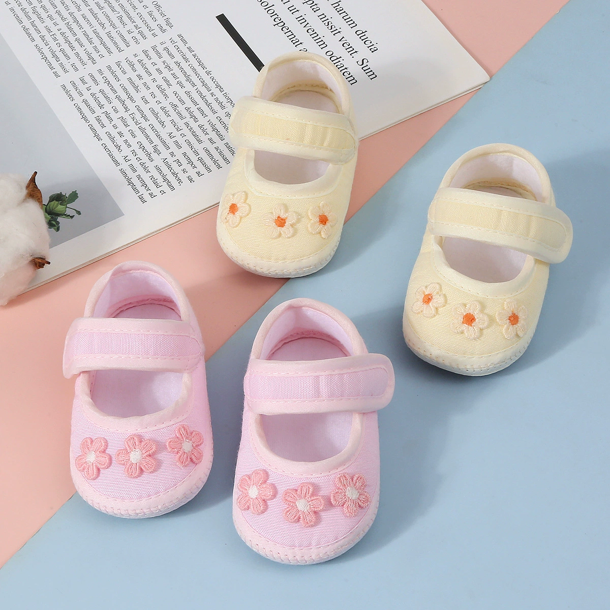 Новая липучка детская обувь мягкая нижняя принцесса тонкий год Баотоу ребенок теплая детская хлопчатобумажная ткань весной и осенью