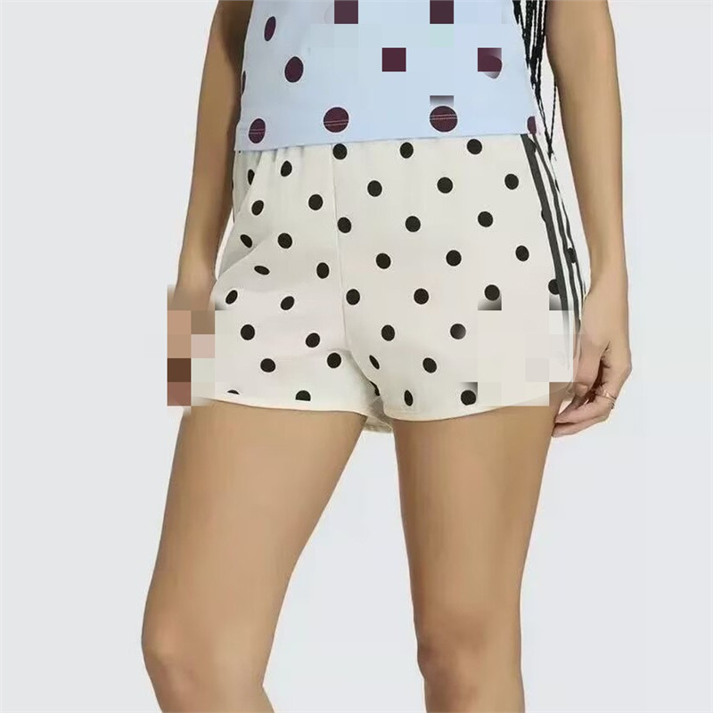 Korean-Style Polka Dot Shorts with Classic Embroidered Three-Stripe Design, Slim Fit, Breathable, Skin-Friendly, Sports Three-Quarter Pants