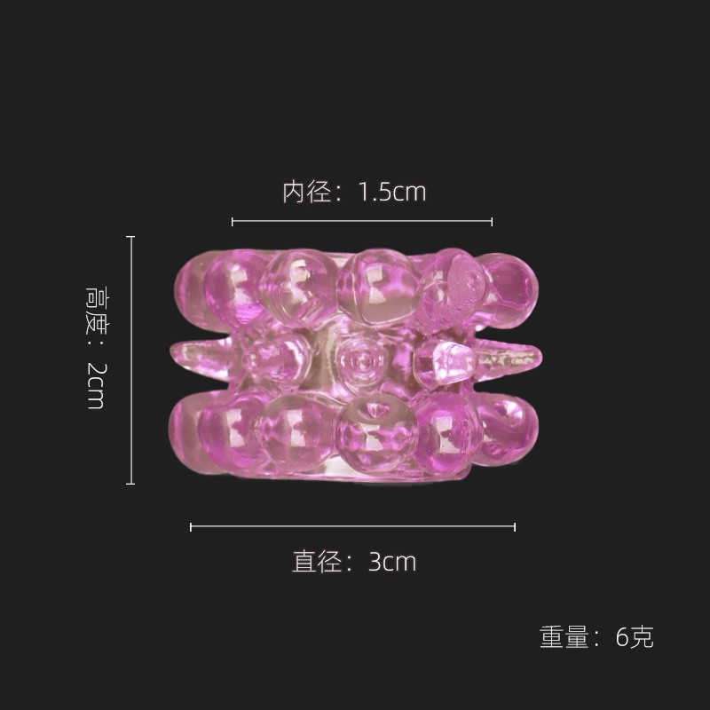 Spike Textured Locking Cock Ring, TPE Delay Ring for Men, Translucent Black — detail image 6