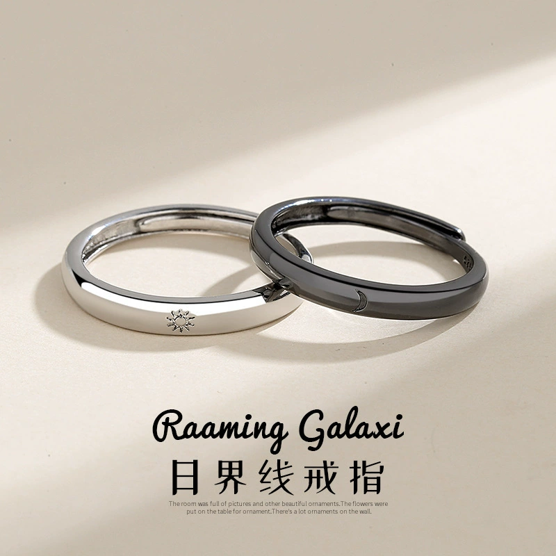 Fashionable ring solar-powered, silver 925 sample, for beloved
