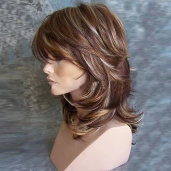Parrucca sintetica lunga ricci gradienti multicolore donna_voghion.com