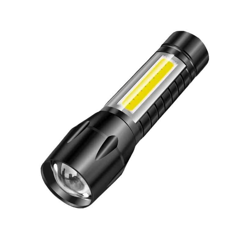 Linterna de aleación de aluminio portátil multifuncional pequeño USB recargable COB zoom de luz fuerte mini linterna regalo al por mayor