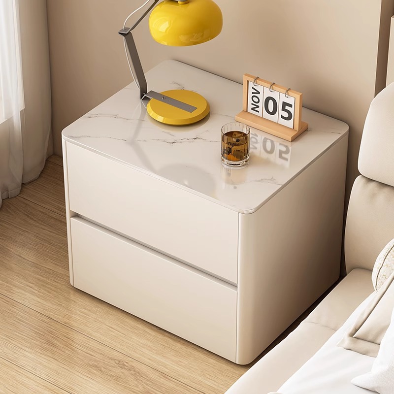Mesa de cabezal de cama simple y moderna de madera maciza casera de dormitorio armario de almacenamiento de cama lujoso de alta calidad 2024 nuevo estante de almacenamiento