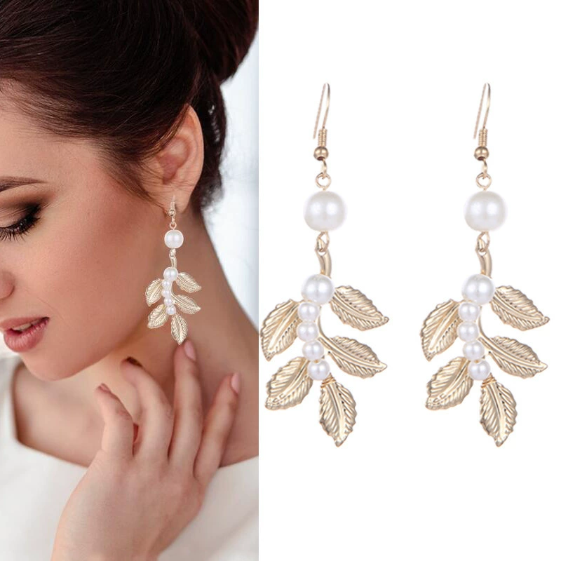 咔饰彤 Fashionable earrings from pearl, accessory for bride, European style