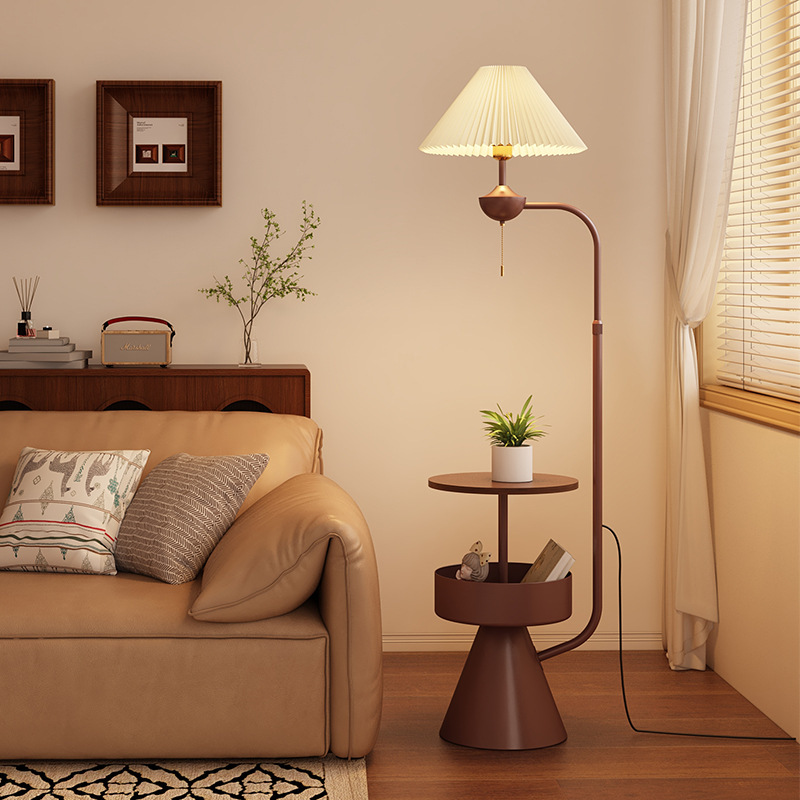 Floor Lamp Living Room Sofa Side Table Middle Ancient French American Retro Bedside Storage Rack Integrated Bedroom Vertical Table Lamp