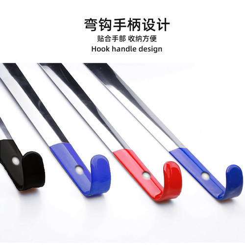 Stainless steel shoe horn, soft rubber, extra long hook shoe puller, convenient for lazy people to put on shoes, with hook metal shoe lift